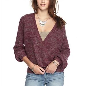 Free People faux karina‎ wrap burgundy sweater XS